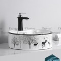 Chậu lavabo đặt bàn tròn hoa văn hươu Navier NV-432