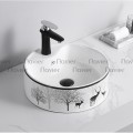 Chậu lavabo đặt bàn tròn hoa văn hươu Navier NV-432