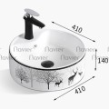 Chậu lavabo đặt bàn tròn hoa văn hươu Navier NV-432