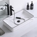 Chậu Lavabo Đặt Bàn Chữ Nhật Viền Đen Navier NV-437VD