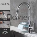 Vòi rửa chén nóng lạnh đầu rút mạ crom cao cấp Navier NV-229CR