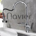 Vòi rửa chén nóng lạnh đầu rút mạ crom cao cấp Navier NV-229CR