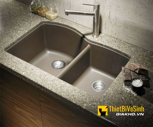chậu chén đá 2 ngăn