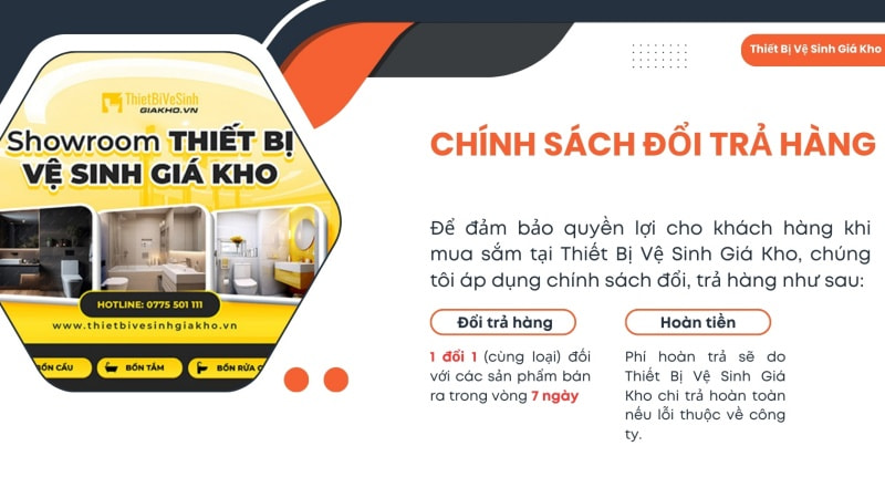 Tìm hiểu chính sách đổi trả hàng và hoàn tiền tại Thiết Bị Vệ Sinh Giá Kho