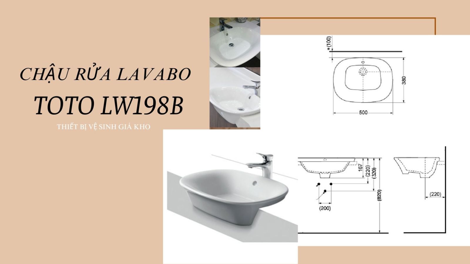 Mẫu 3: Chậu rửa mặt lavabo đặt bàn TOTO LW198B