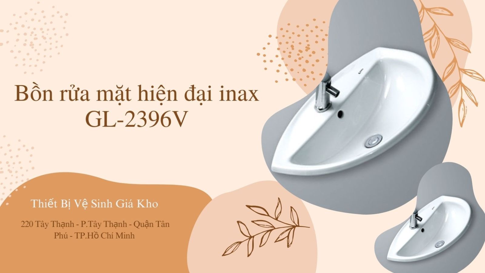 Mẫu 4: Chậu rửa lavabo âm bàn đá dương vành INAX GL-2396V