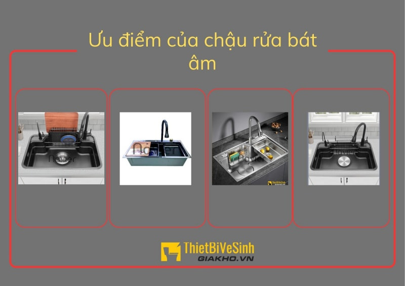 Bồn rửa bát lắp âm yêu cầu diện tích mặt bàn đá thấp hơn vì không phải để lộ vành chậu ra, từ đó sẽ tối ưu được thêm được 1 khoảng không gian. 