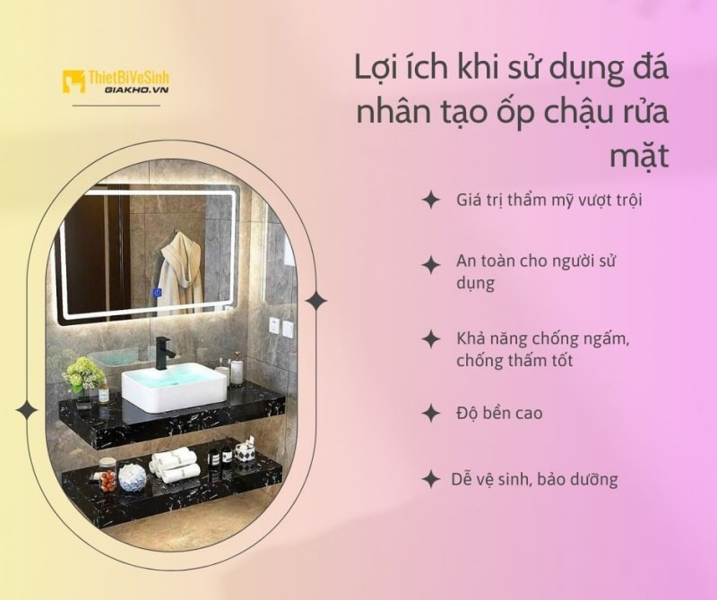 ​Với những ưu điểm vượt trội, bàn đá lavabo nhân tạo xứng đáng là sản phẩm chất lượng cao được đông đảo khách hàng tin dùng.