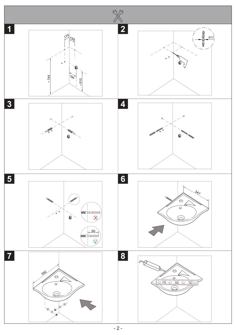 Bước 2: Tiến hành lắp đặt theo hướng dẫn chi tiết đến từ nhà sản xuất như hình bên trên. Khách hàng hãy liên hệ với Thiết Bị Vệ Sinh Giá Kho để được chúng tôi hỗ trợ lắp đặt miễn phí nhé!