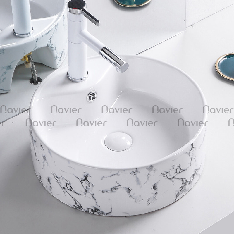 Lavabo cao cấp Navier NV-416 thiết kế để bàn, dạng tròn, tạo cảm giác hài hòa và mềm mại cho tổng thể không gian.