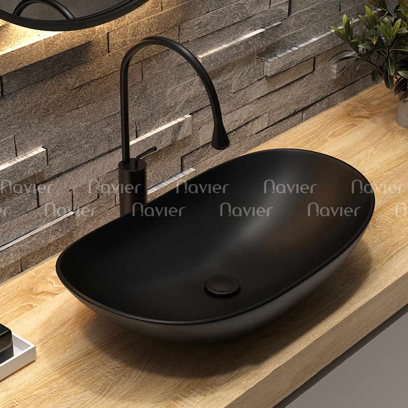 Chậu lavabo gốm sứ Oval thuyền đen Navier NV-414D không chỉ đẹp mắt, ấn tượng mà còn có giá thành phù hợp.