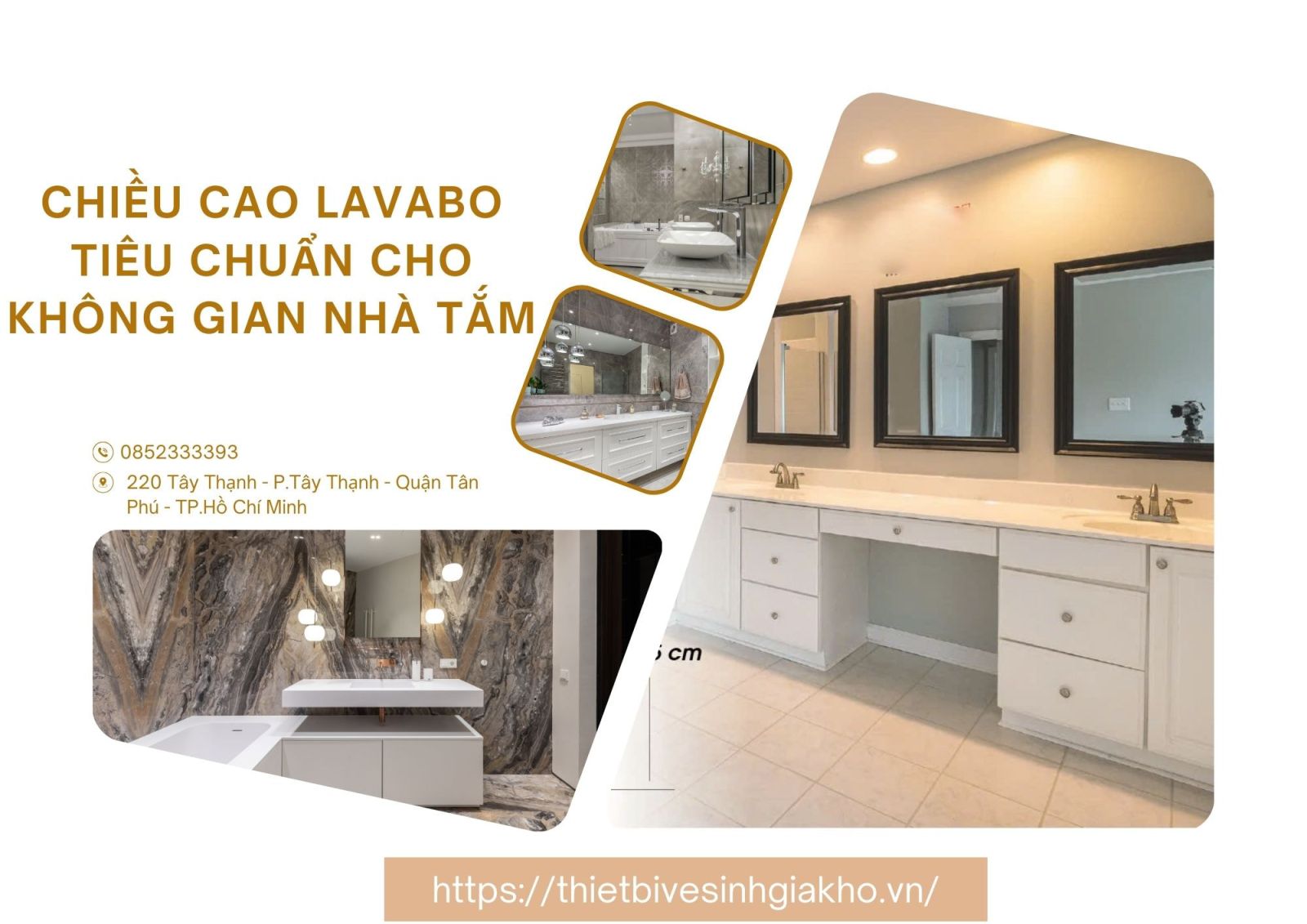 Chiều cao lavabo tiêu chuẩn là thông số tham khảo, tùy theo nhu cầu sử dụng của khách hàng có thể được thay đổi.