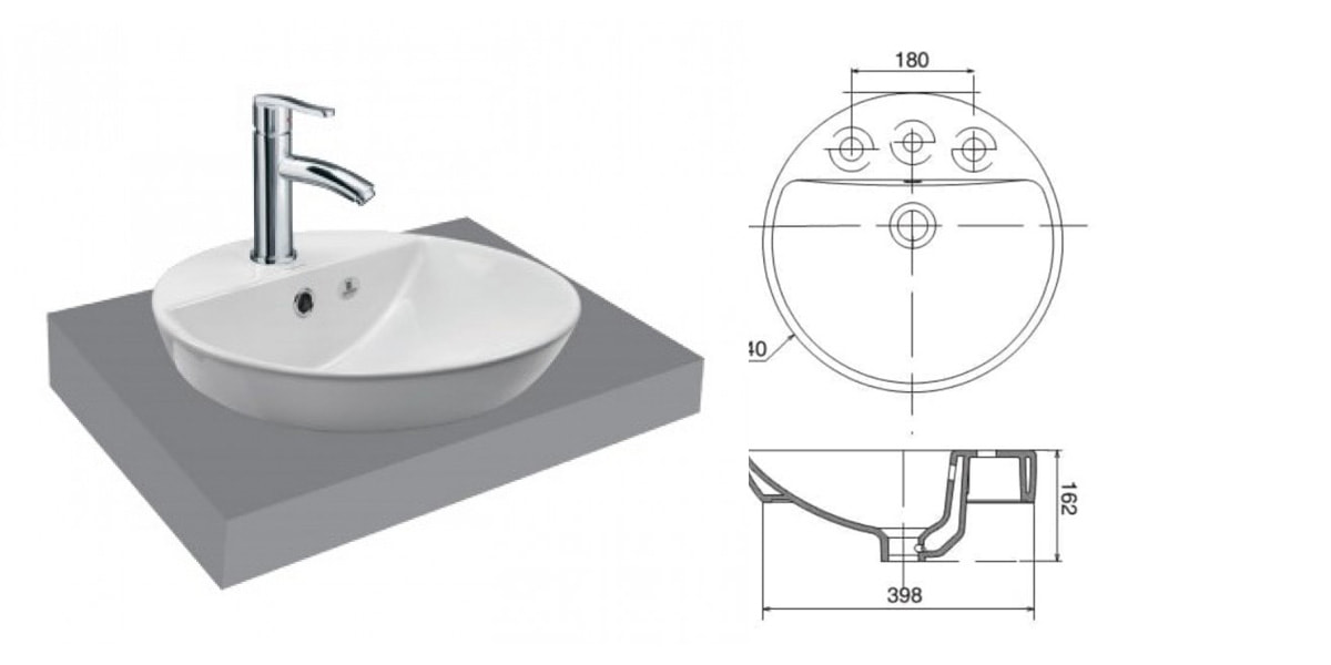 Bản vẽ kích thước chuẩn của lavabo dương vành