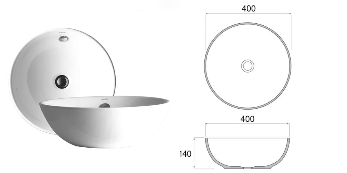 Bản vẽ kích thước lavabo tròn