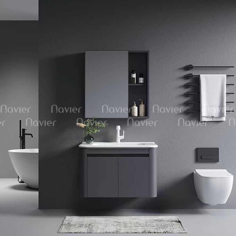 Mẫu 1: Bộ tủ chậu lavabo nhôm Navier cao cấp NV-584X60