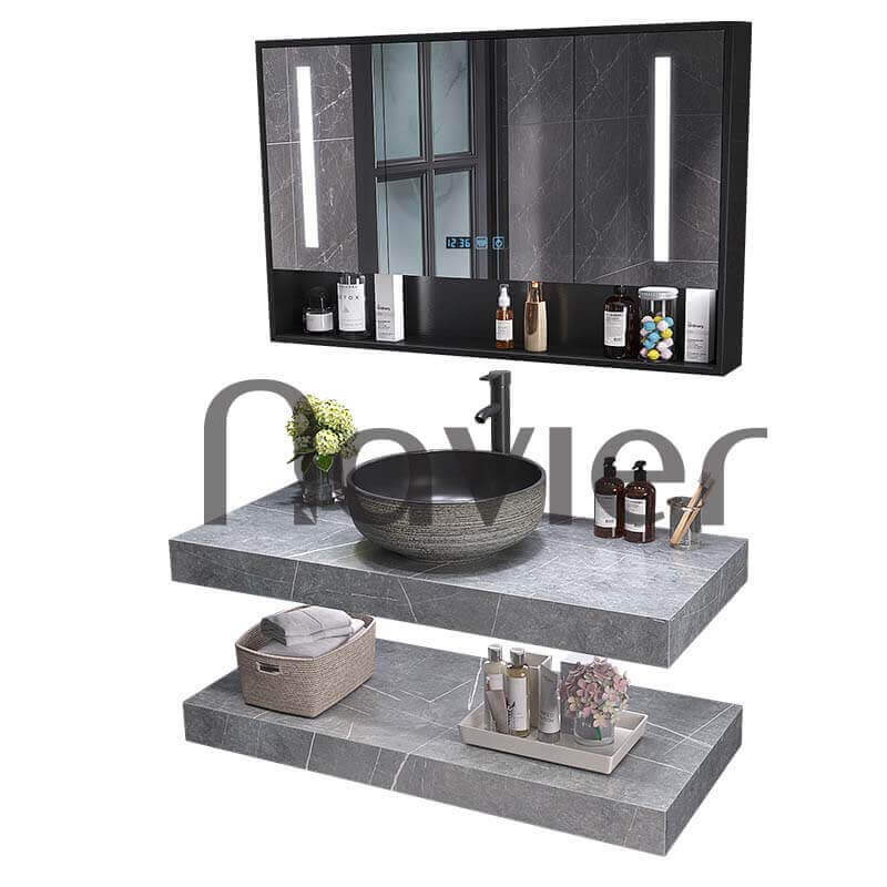 Chậu rửa mặt bằng đá lavabo 2 tầng màu xám Navier NV-1135X