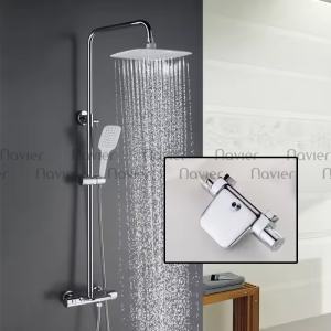 Sen cây tắm nóng lạnh tròn đồng thau mạ crome Navier NV-1331 (tăng giảm nhiệt)