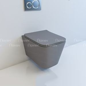 Bồn Cầu Treo Tường Khối Vuông Màu Xám Navier NV-1080X