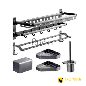 Combo Phụ Kiện Nhà Tắm Nhôm Anod Màu Xám Cao Cấp Navier CBPK05XANOD