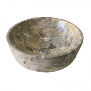 Chậu Lavabo Đá Tự Nhiên Ghi Thanh Hóa Dáng Tròn Dày Cao Cấp Navier NV-DK41