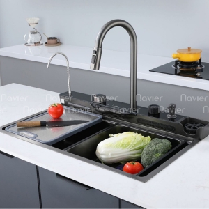 Chậu Rửa Chén 1 Hộc Inox Phủ Nano Phím Đàn Navier NV-7546N201