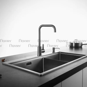 Chậu Rửa Chén 2 Ngăn Lệch Inox Sơn Xanh Navier NV-8245LGSX