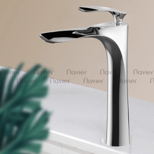 Vòi lavabo nóng lạnh tay khuyết đồng thau mạ crome Navier NV-717A30