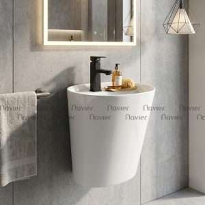 Chậu Lavabo Treo Tường Sứ Trắng Navier NV-362