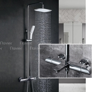 Sen Cây Tắm Nóng Lạnh Đồng Thau Mạ Crome Cao Cấp Navier NV-9350 (Tăng Giảm Nhiệt Độ)