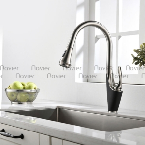 Vòi chén nóng lạnh đồng thau mạ Crom dây rút Navier NV-234