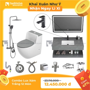 Combo Thiết Bị Vệ Sinh Luxury Xám Trắng 12 Món KX 12M LX 09