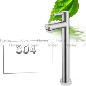 Vòi lavabo lạnh ống điếu tròn inox 304 Navier NV-720L (30cm)