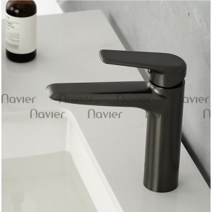 Vòi Lavabo Nóng Lạnh Đồng Thau Màu Xám Navier NV-ZY91