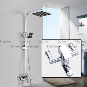 Sen cây tắm nóng lạnh thân vuông đồng thau xi mạ crome Navier NV-809