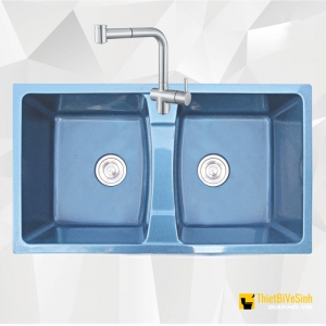 Chậu Rửa Chén Đá 2 Ngăn Đen Cao Cấp Navier NV-8648