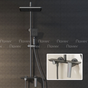 Sen Cây Tắm Nóng Lạnh Đồng Thau Màu Xám Navier NV-CS67