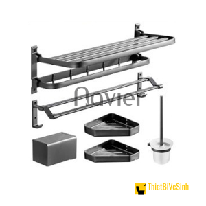Combo Phụ Kiện Nhà Tắm Nhôm Anod Màu Xám Cao Cấp Navier CBPK05XANOD1