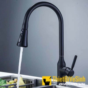 Vòi chén nóng lạnh đầu rút đồng thau sơn đen tĩnh điện 3 chế độ cao cấp Navier NV-269