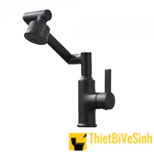 Vòi lavabo nóng lạnh đa chức năng xoay 360 đen tĩnh điện Navier NV-634D