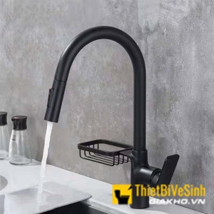 Vòi rửa chén nóng lạnh đầu rút sơn tĩnh điện cao cấp Navier NV-229D