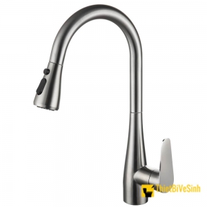 Vòi chén nóng lạnh đầu rút sơn xám tĩnh điện Navier NV-209X