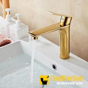 Vòi lavabo nóng lạnh đồng thau vàng Navier NV-716V