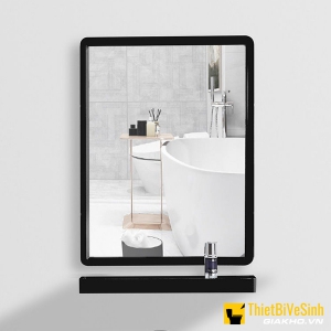 Gương phòng tắm hình chữ nhật + kệ gương màu đen 48x63 cao cấp NP-K4863