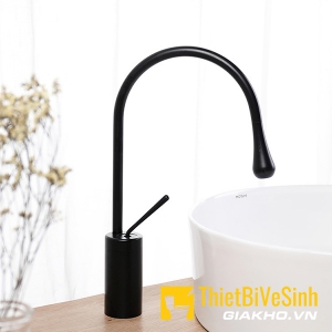 Vòi lavabo nóng lạnh sơn tĩnh điện đen Navier NV-741D