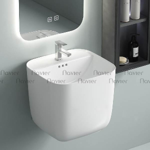 Chậu Lavabo Vuông Treo Tường Cao Cấp Navier NV-338
