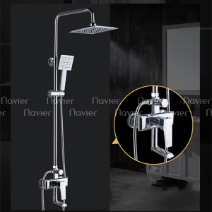 Sen cây tắm nóng lạnh thân tròn bát vuông đồng thau xi mạ crome Navier NV-807