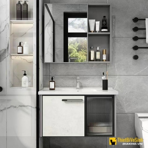 Bộ Tủ Chậu Lavabo Nhôm Kèm Tủ Gương Navier NV-536T60