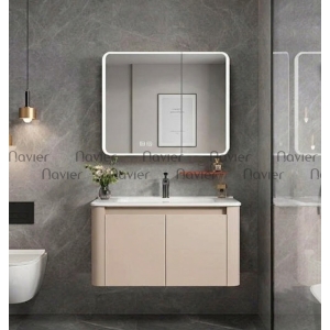Bộ Tủ Lavabo Nhôm Kèm Tủ Gương Led Bọ Góc Navier NV-623K60