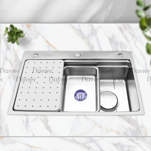 Chậu Rửa Chén 1 Ngăn Lớn Thoát Lệch Inox 304 Navier NV-7848SXL