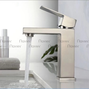 Vòi Lavabo Lạnh Gật Gù Chất Liệu Inox 304 Hình Vuông Navier NV-754L-20CM